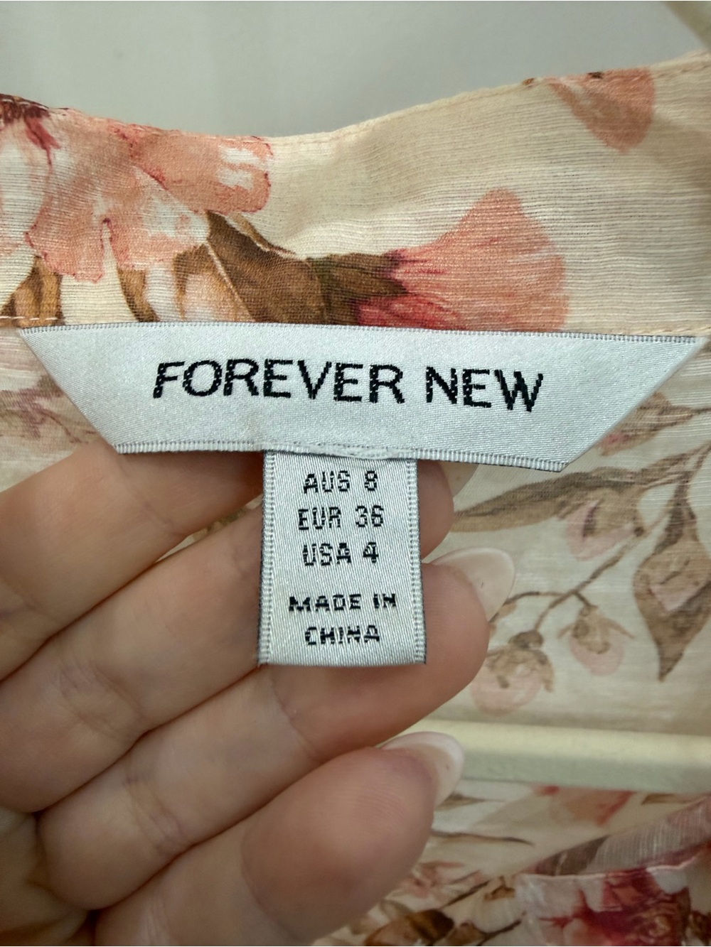 Forever New Pink Floral Button-Down Ruffle-Neck Blouse - Picture 3 of 3